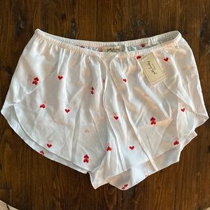 Gilly Hicks silky white heart drawstring PJ/Lingerie shorts